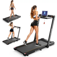 2024 3 in 1 Under Desk Treadmill Walking Pad with Removable Desk Workstation 3.5HP Foldable Compact Walking Treadmill for Home