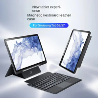 For Samsung Tab S7 S8 Plus 3 in 1 Touch Keyboard Protective Cover Magnetic Detachable External Keyboard Tab S7 FE Leather Case