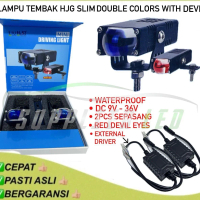 LAMPU TEMBAK SOROT MOTOR MOBIL HJG SLIM HJ-1 DOUBLE COLORS WITH DEVIL EYES vinyx gr1 Car