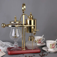 Glass Syphon Siphon Drop Coffee Maker Pot Belgian Belgium Luxury Royal Family Balance Polished Rose Gold Color