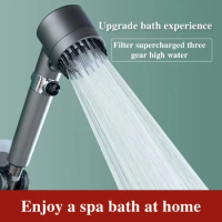Massage And Skin Beauty Multi-functional Shower High Pressure 3-mode Handheld Shower Head Anti-clog Nozzles