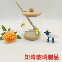 玻璃蜂蜜罐帶攪拌棒儲物罐帶蓋蜂蜜瓶高硼矽果醬瓶廚房收納罐