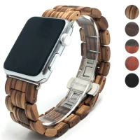 Wooden Watch Strap for Apple Watch Serie 6 5 SE 4 3 Band 44mm 38mm 42mm Bracelet Iwatch 5 40mm Strap Wristband Accessories band