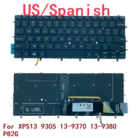 New US Spanish Laptop Backlit Keyboard For Dell XPS13 9305 13-9370 13-9380 P82G 0RMCR1