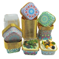 50Pcs Square Panettone Cupcake Baking Cups Reposteria Bohemian Mandala Muffin Cupcake Paper Cup For 