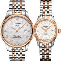 TISSOT 天梭 官方授權 Le Locle 80小時動力儲存機械對錶 送禮首選-39+26mm T0064072203300+T41218333