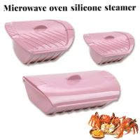 Silicone Steamer Box with Lid Cooker Pot Popcorn Makers Bowl Steam Case Oven Roaster Kitchen Cooking Tools Microwave Steamer Pot
