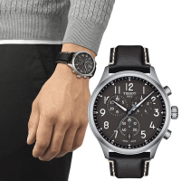TISSOT 天梭 官方授權 韻馳系列 Chrono XL計時手錶 送禮推薦-黑x銀/45mm T1166171606200