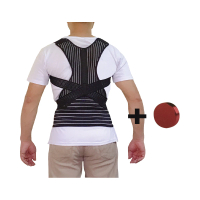 菁炭元素 台灣製-鍺磁石系列健康美體護具組(鍺挺背護腰帶+磁力貼 挺背 護腰 鍺)