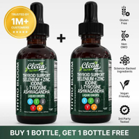 Clean Nutra BOGO | Thyroid Support Drops Selenium + Zinc Iodine L-Tyrosine & Ashwagandha for Metabol