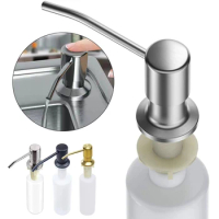 Stainless Steel Kitchen Sink Soap Dispenser with Bottle Bathroom Soap Lotion Detergent Liquid Hand Press Pumps Dispensers 350ml