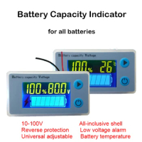48V 60V 72V Lead Acid Battery Capacity Indicator Power LCD Display Temperature Sensor Alarm Lithium Lead-acid Tester JS-C33