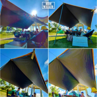 Black Coating Tarp Camping Ourdoor Vinyl Flysheet UV50 Waterproof Tarpaulin 3x3 3x4 Black Coated Canopy Camp UV Sun Shelter