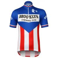 RETRO Classical Man Blue Red New Short Sleeves Cycling Jersey OSCROLLING