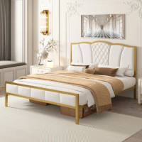 Queen Size Bed Frame, Modern Upholstered Bed Frame,Tufted Headboard, Metal Platform Bed Frame, Wood Slat Support, Noise Free