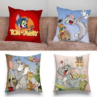 【IN stock pillowcase】 Cartoon T-Tom And J-Jerry Pillow Case Throw Pillow Cover Nordic Vintage Style 