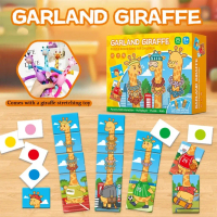 Giraffes wearing flower garlands children's math calculation 3-8 years old card puzzle toys Gift gir