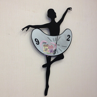 ✔木製芭蕾舞者跳躍造型✔ 掛鐘/壁飾, 磨砂玻璃鐘面