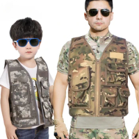 Children Camouflage Sniper Vest Hunting Clothes Kids Boy Girl Woodland Ghillie Suit Army Jungle Combat Clothing Tactical Uniform