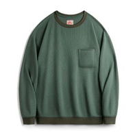 馬登工裝美式休閒華夫格針織口袋衛衣圓領T恤寬鬆長袖上衣男春季