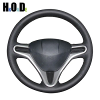 Black PU Artificial Leather Car Steering Wheel Cover for Honda Fit 2009-2013 City 2009-2013 Jazz 2009-2013 Insight 2010