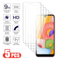 5Pcs Transparent Tempered Glass For Samsung Galaxy A01 A11 A21 A31 A41 A51 A71 Screen Protector M11 M21 M31 M51 Protective Film