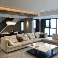 Sofa Kulit Modern Sederhana, Ruang Tamu Mewah Minimalis Italia Kulit Napa Nordik