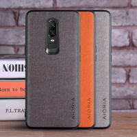 Textile Leather Case for Oneplus 6 soft TPU with back hard PC material camera protection design cover