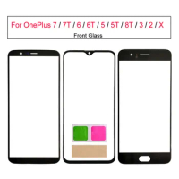 For Oneplus 7 7T 6 6T Touch Screen Panel For Oneplus 5 5T 8T 3 2 X Front Glass Panel Outer Cover Phone Replacement Parts