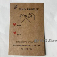 10pcs Letter Print Pinky Promise Bracelet Display Cards Text Print Kraft Paper Card Cardboard Packag For Handmade Rope Jewelry