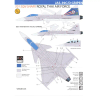รูปลอกน้ำลายกองทัพอากาศไทย กองบินที่7 สเกล1/72 สำหรับโมเดล JAS39C/D GRIPEN RTAF เหมาะกับนักจำลองแบบแ