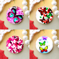 10mm 12mm 25mm 14mm 16mm 18mm 20mm Photo Glass Cabochons Round Cameo Set Handmade Settings Stone Snap Butterfly QAAZ633