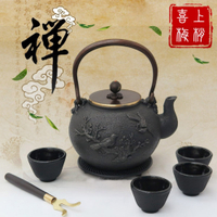 日本 TOKYO 名家 南部鐵器 純手工無塗層生鐵養生鑄鐵泡茶茶壺套裝組1.5L_喜上梅梢