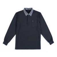 【MAXON 馬森大尺碼】台灣製/黑色吸濕排汗素面彈性薄長袖POLO衫XL-4L(83830-88)