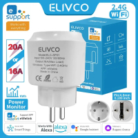 ปลั๊กไฟผนัง EWelink สมาร์ท Wi‑Fi รองรับกระแส 16/20A พร้อมฟังก์ชันตั้งเวลาและตรวจสอบการใช้พลังงาน รอง