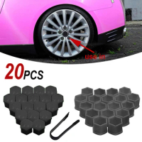 20Pcs Car Tyre Wheel Hub Screw Protector Cover 19mm Auto Tire Wheel Screw Bolts Nut Cap Automobile Exterior Accessories Black