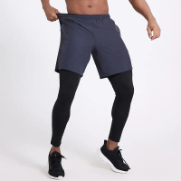 Stylish and versatile, men's faux two-piece sports pants, summer running and fitness training tight-