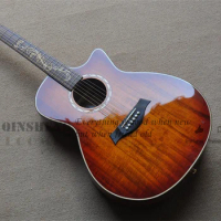 324 acoustic guitar,41 inch guitar,folk guitar,Solid wood veneer,Acacia wood body,Sunburst Body