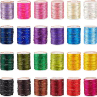 1.5mm Jewelry Macrame Polyester Cord with Gold Metallic Cord Threads for Bracelet Braided String Beading Chinese Knot DIY Making