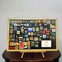 全城熱賣 - 雪櫃貼磁啜小黑板立式廣告展示板吧唧穀子收集板置物架掛式展示架【原木色】標準框+支架45x60cm