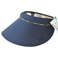 DAKS 經典字母LOGO刺繡格紋滾邊運動型遮陽帽(深藍色系)