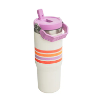 【Stanley】IceFlow 手提吸管杯 VARSITY經典美式校園風 0.88L /條紋紫(10-09993-657)