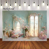 Mehofond การถ่ายภาพพื้นหลังห้องวินเทจภาพวาดสีน้ำมันดอกไม้สีชมพูสาวงานเลี้ยงวันเกิดภาพตกแต่งฉากหลังภาพสตูดิโอ