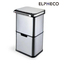 美國ELPHECO 不鏽鋼除臭四格分類感應垃圾桶 ELPH8889