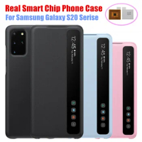 Window View Clear Intelligent Flip Cover For Samsung Galaxy S20 Plus S20+ S20 Ultra S20 5G Flip-free Smart Chip Leather Cases