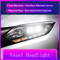 2 PCS Auto Lights For Honda Vezel 2015-2018 Front Lamp Dynamic Modified DRL Headlight LED Projector Lens Tools Car Accessories