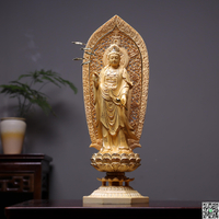檜木精雕真金描金西方三圣大勢至阿彌陀佛觀音菩薩佛像裝藏擺件