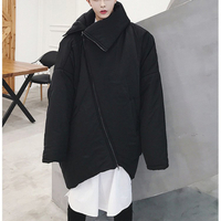 FINDSENSE G6 韓國時尚 新款暗黑男潮流不對稱寬鬆OVERSIZE棉衣大尺碼