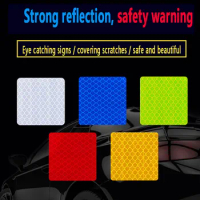 Car Solid Color Square Car Reflective Strip Warning Sticker For Bus Backpack Bicycle Baby Car Waterproof Safety Door Stickers