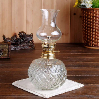 Vintage Glass Kerosene Lamp Adjustable Switch Spherical Oil Lamp Large Capacity Oil Lamp for Home Decorations